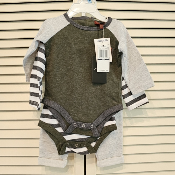 NWT for all mankind 7 Bodysuits with Pants Long Sleeve Gray 3 Piece Set - Picture 3 of 7